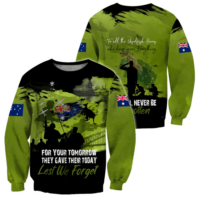 Premium Unisex Hoodie Green Lest We Forget Anzac Day ML