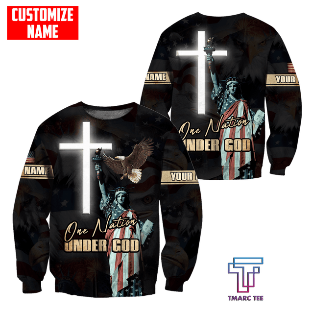 Customized name One Nation Under God 3D All Over Printed Unisex Shirts