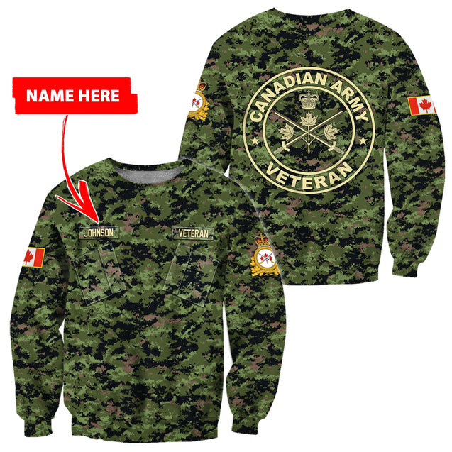 Custom Name XT Canadian Army Veteran 3D Printed Shirts Pi06042105