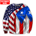 Customize Name Puerto Rico 3D All Over Printed Unisex Shirts