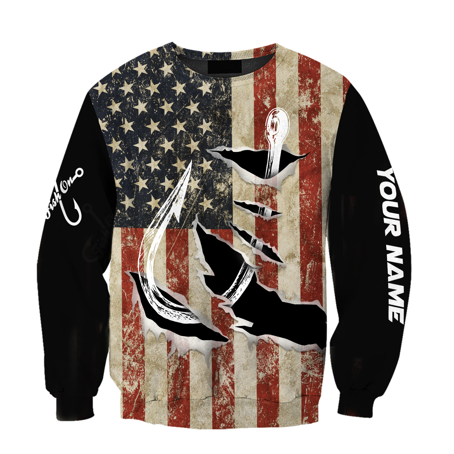 Custom name Hooked on fishing America design 3d print shirts