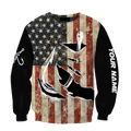 Custom name Hooked on fishing America design 3d print shirts