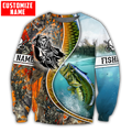 Bass Fishing Line Orange Camo Custom name fishing shirts for men and women