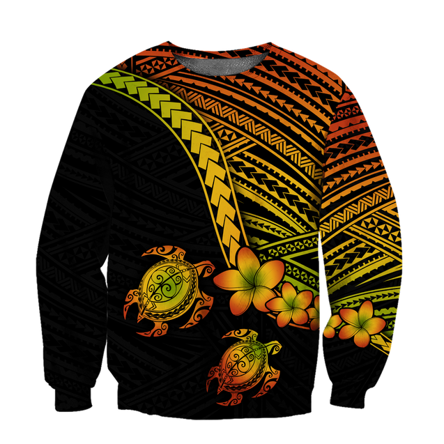 Polynesian Habiscus Turtle Hawaii 3D Unisex Hoodie