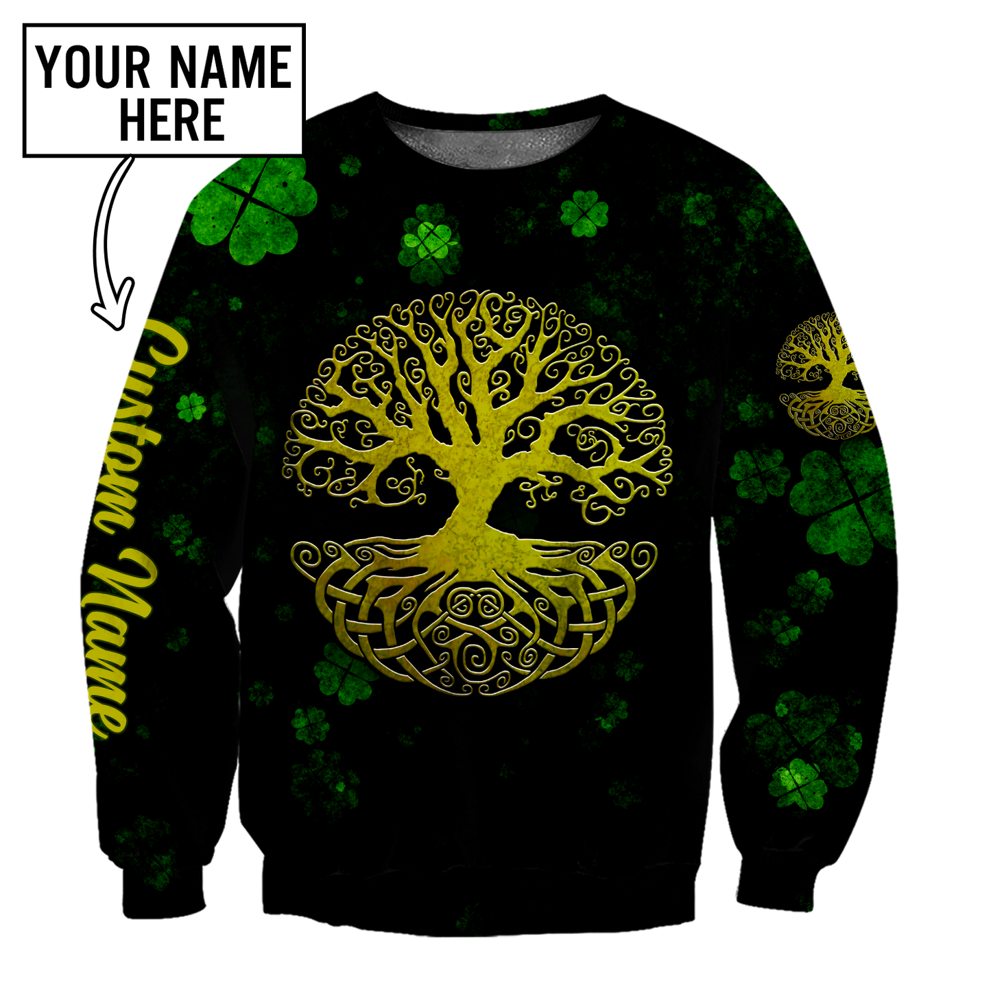 Irish tree of life St.Patrick day 3d hoodie shirt for men and women custom name