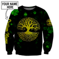 Irish tree of life St.Patrick day 3d hoodie shirt for men and women custom name