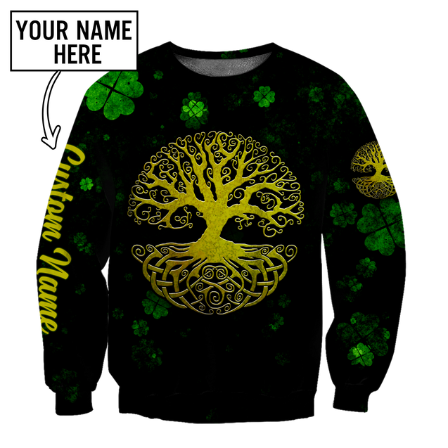 Irish tree of life St.Patrick day 3d hoodie shirt for men and women custom name