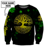 Irish tree of life St.Patrick day 3d hoodie shirt for men and women custom name