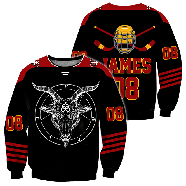 3D All Over Printed Hockey Satanic Unisex Shirts Custom Name Custom number  XT