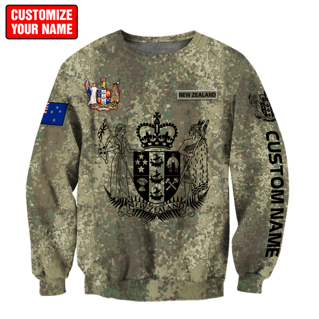 Custom Name New Zealand Aotearoa Coat Of Arm Army 3D Printed Combo Sweater  + Sweatpant For Winter