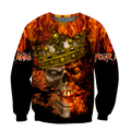 Customize Name King Fire Skull Hoodie For Men And Women DA08062104