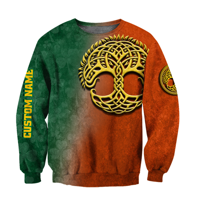 Irish St.Patrick day tree of life 3d hoodie shirt for men and women custom name