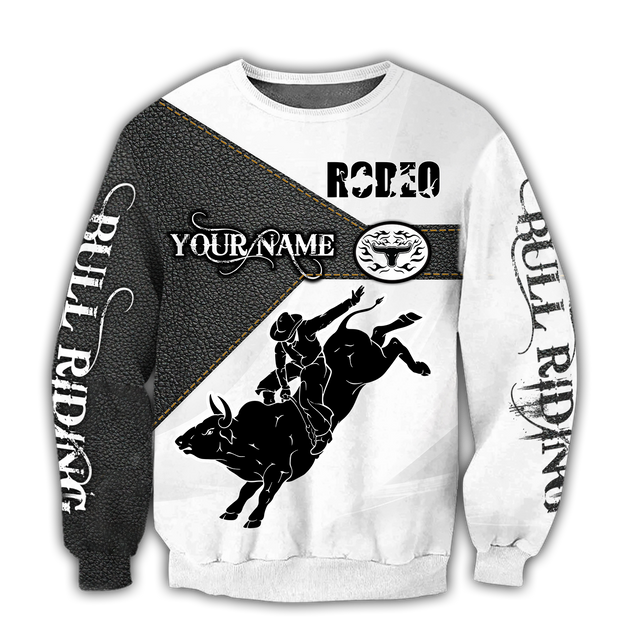 Personalized Name Bull Riding 3D All Over Printed Unisex Shirts Black Rodeo