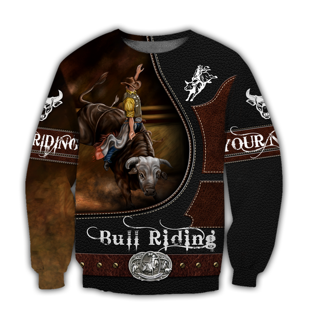 Personalized Name Bull Riding 3D All Over Printed Unisex Shirts Brown Ver2