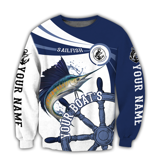 Custom name Sailfish fishing boat team Catch and Release 3D Design print shirts