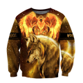 Fire Eagle And Wolf 3D Hoodie Shirt For Men And Women LAM