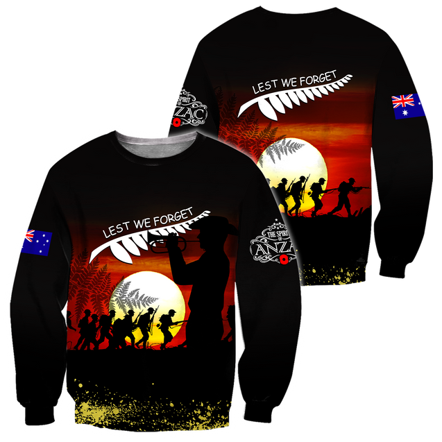 Premium Unisex Hoodie 3D All Over Printed Remember Them Anzac Day ML