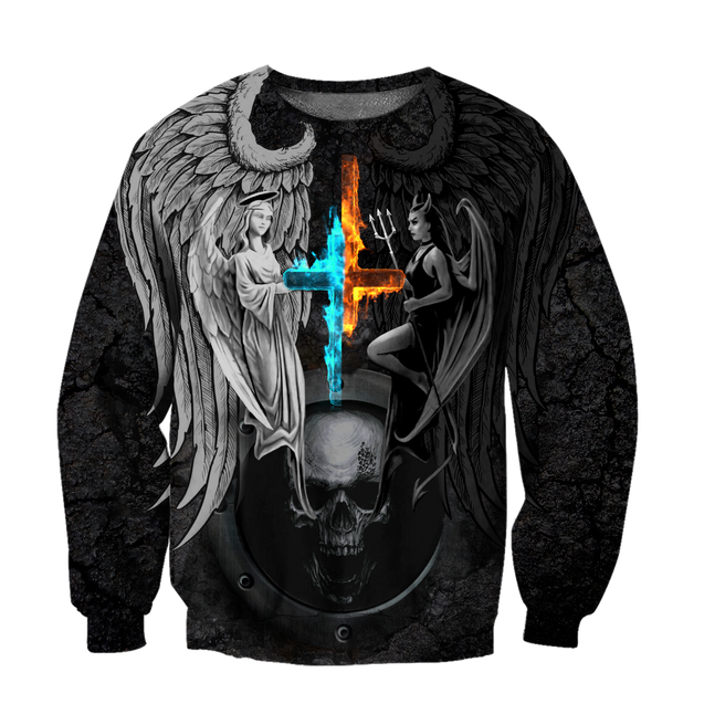 Skull, Angel And Demon 3D Over Printed Shirt For Men And Women MH28012125