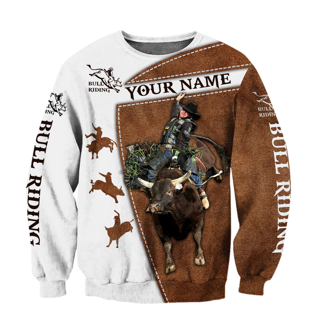 Personalized Name Bull Riding 3D All Over Printed Unisex Shirts Brown Bull