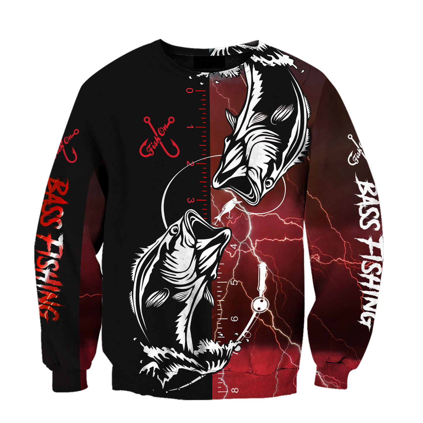 Bass fishing tattoo the rule Red colour 3D print shirts