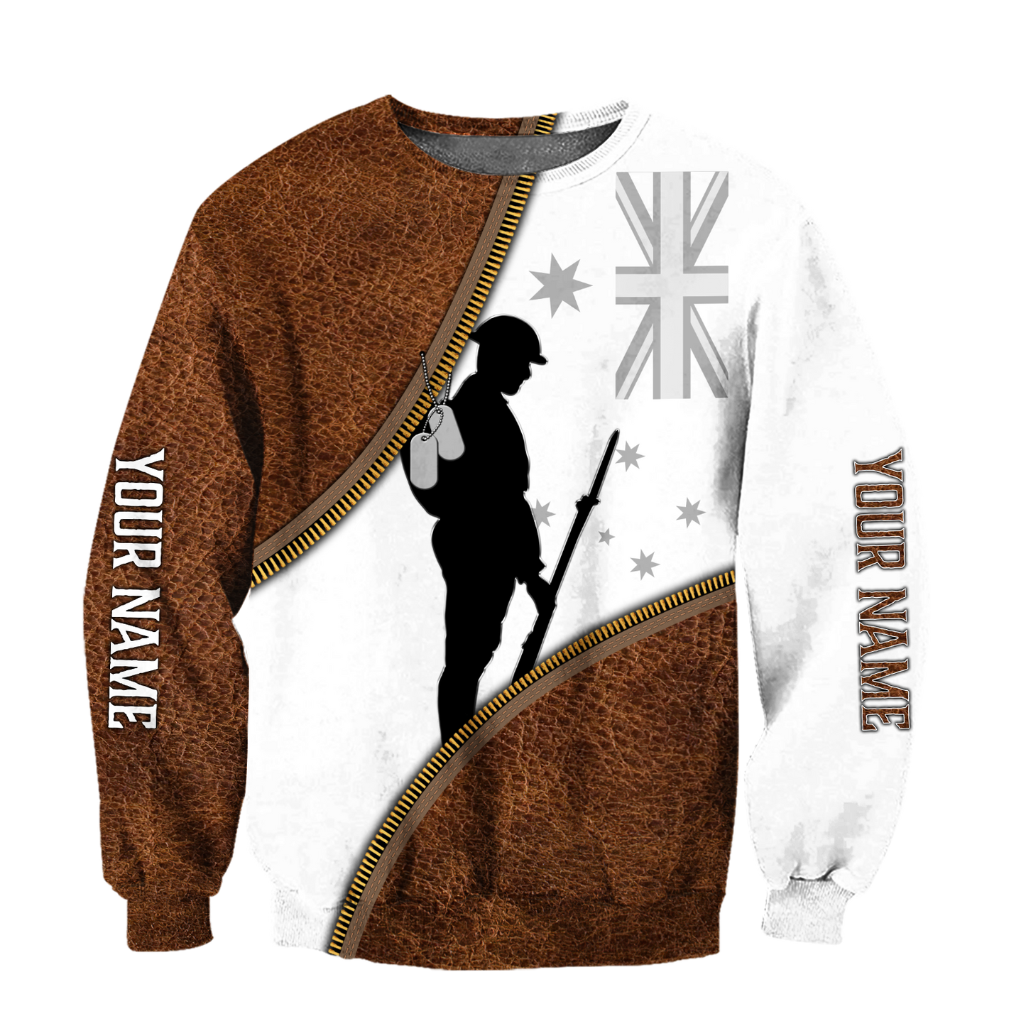 Custom name Remembrance Australia Soldier 3D print zip cosplay shirts