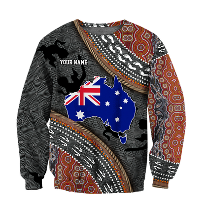 Custom name Australian Flag Aboriginal dots Zip pattern 3D printed shirts