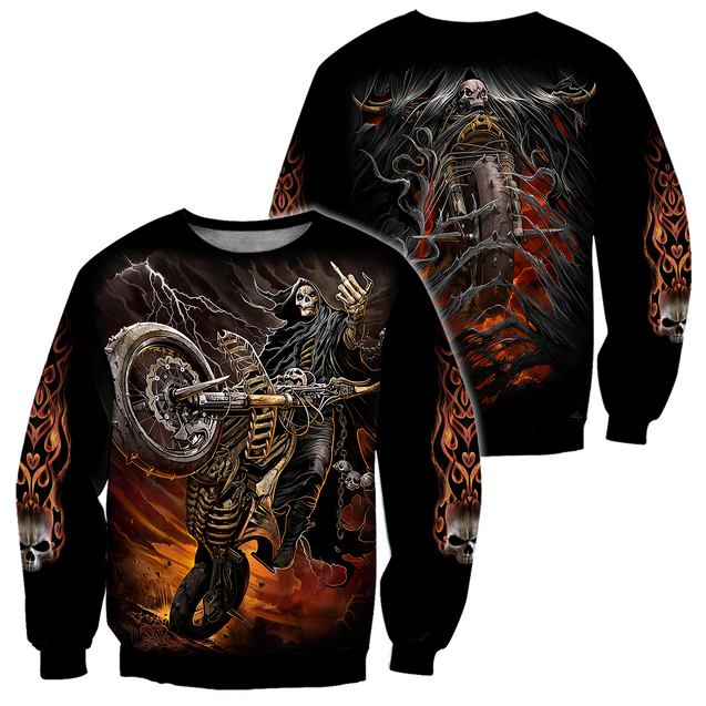 Fire Biker Skull Hoodie For Men And Women TNA13032108