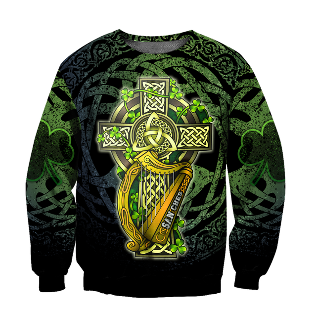 Customize Name Celtic Cross And Harp Hoodie For Men And Women MH04022102