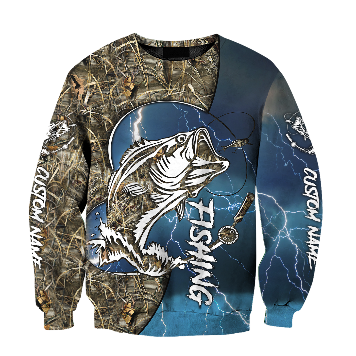 Custom name Bass fishing Sport - Blue ver 3D Design print shirts