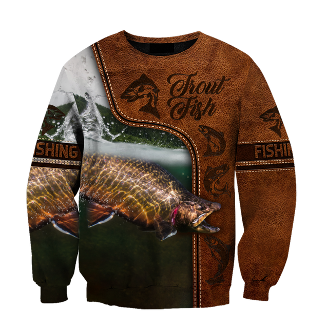 Trout Fishing water camo Cosplay leather 3D print shirts