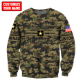 US Army Veteran Personalized Name 3D All Over Printed Unisex Hoodie