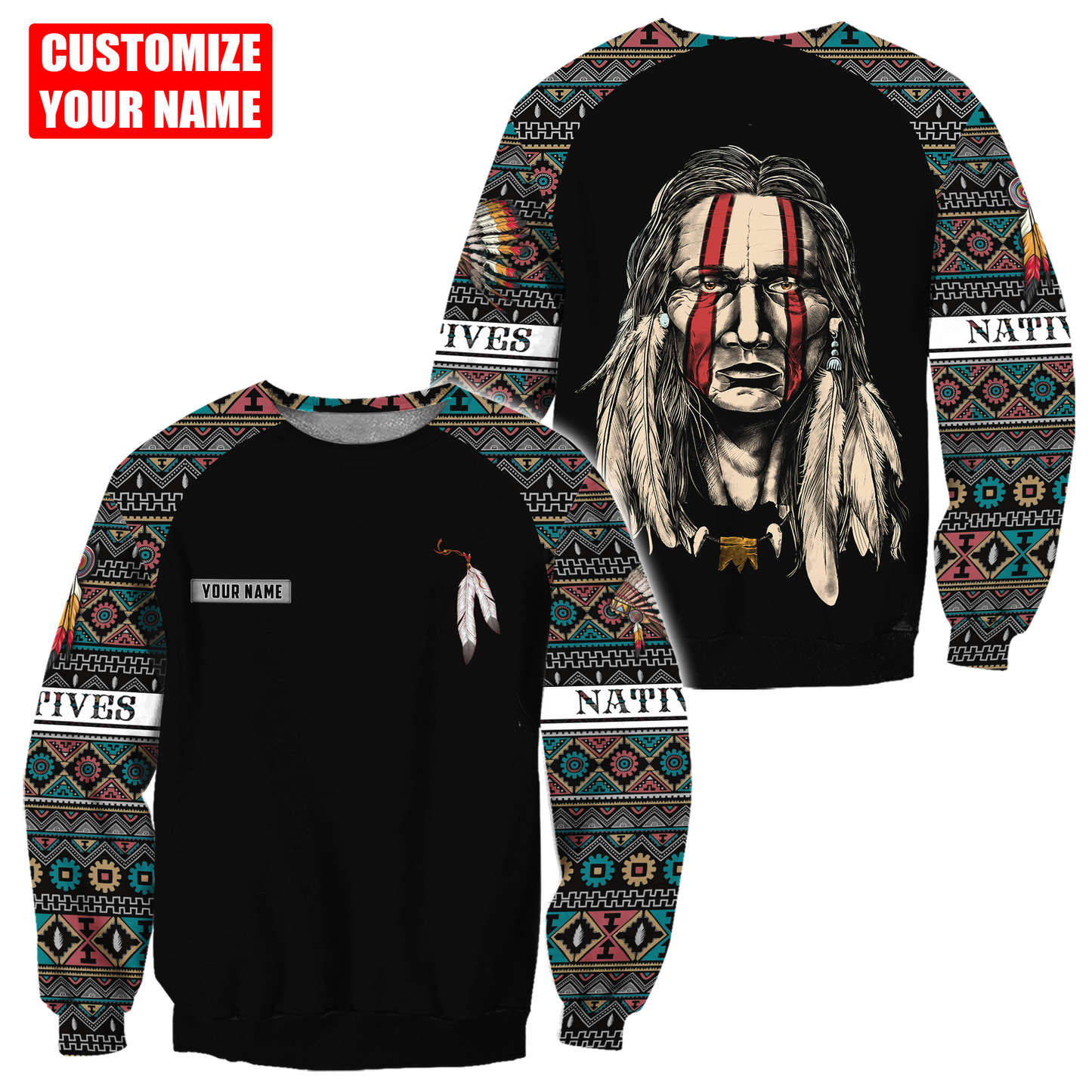 Customized name Native American 3D All Over Printed Unisex Shirts