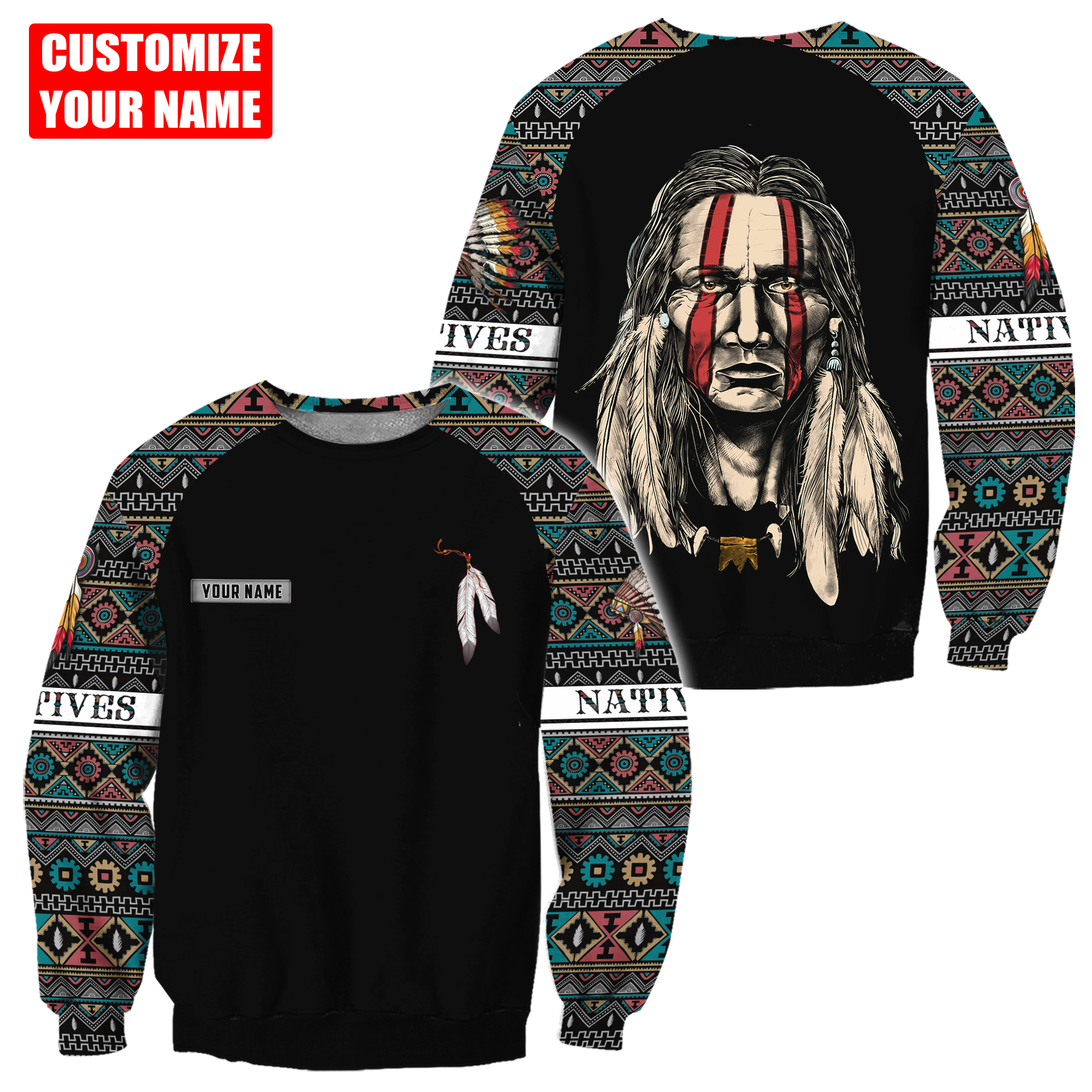 Customized name Native American 3D All Over Printed Unisex Shirts