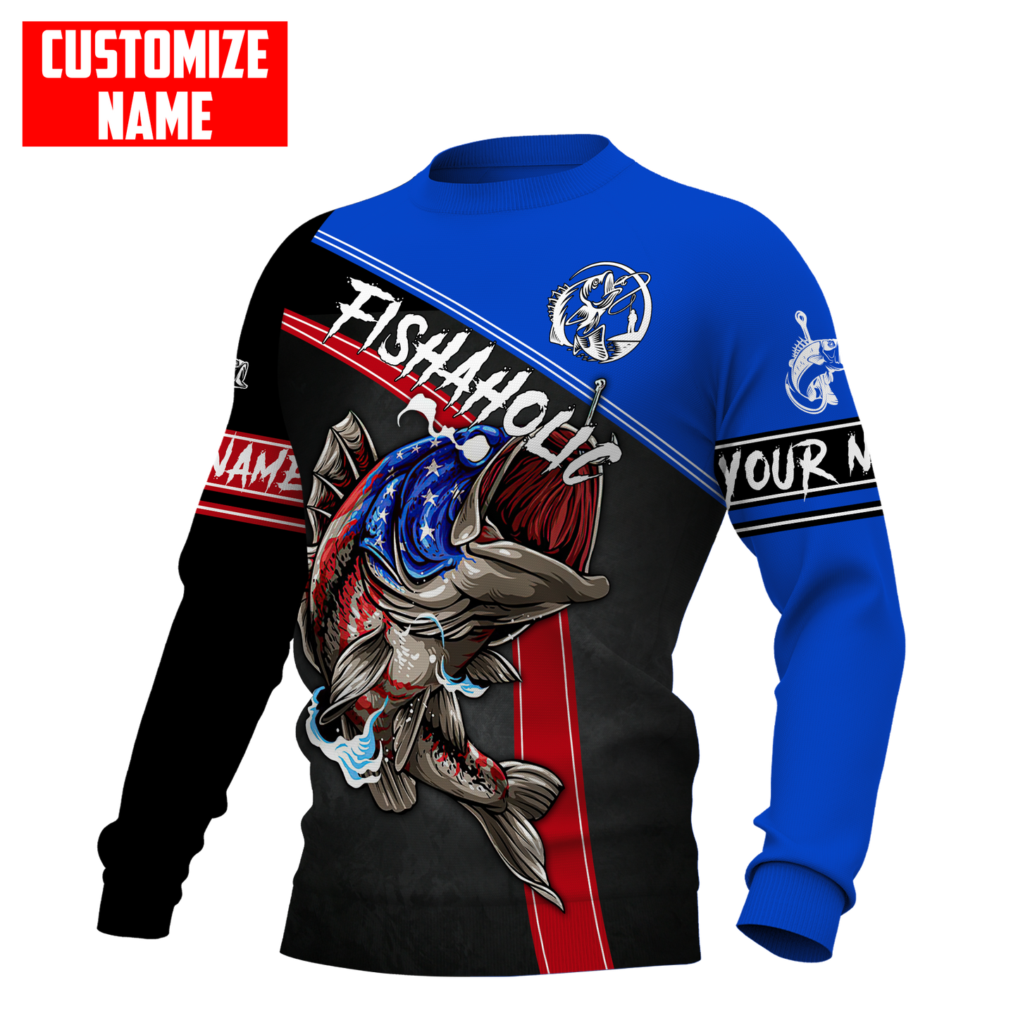 Bass fishing custom name vintage US fishaholic 3D design printed