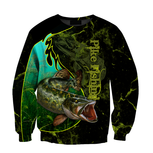 Northern Pike fishing underwater Yinyang camo 3d print shirts