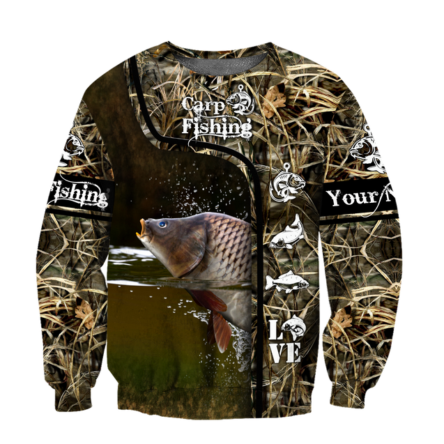 Custom name Carp Fishing water camo 3D print shirts