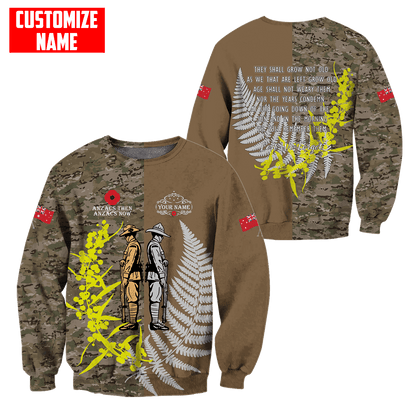 Custom name Anzac day The ode remembrance Soldier 3D printed shirts