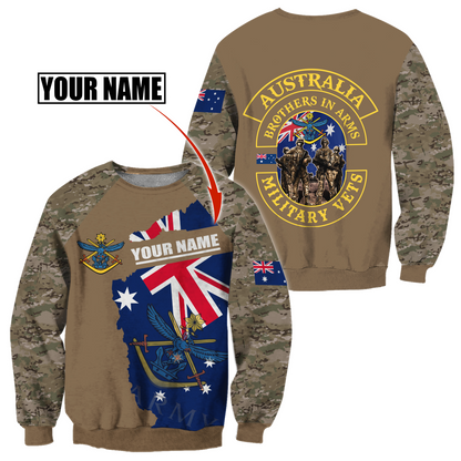 Custom name Australia Army Brothers in arms AU Veteran 3D print shirts