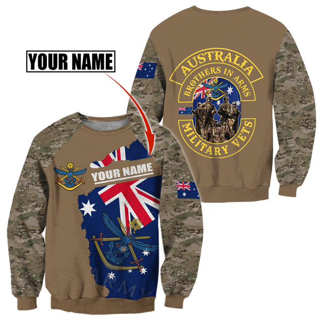 Custom name Australia Army Brothers in arms AU Veteran 3D print shirts