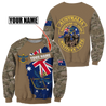 Custom name Australia Army Brothers in arms AU Veteran 3D print shirts