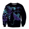 Amazing Polynesian Blue And Purple Ray Tattoo Personalized Unisex Deluxe Hoodie ML