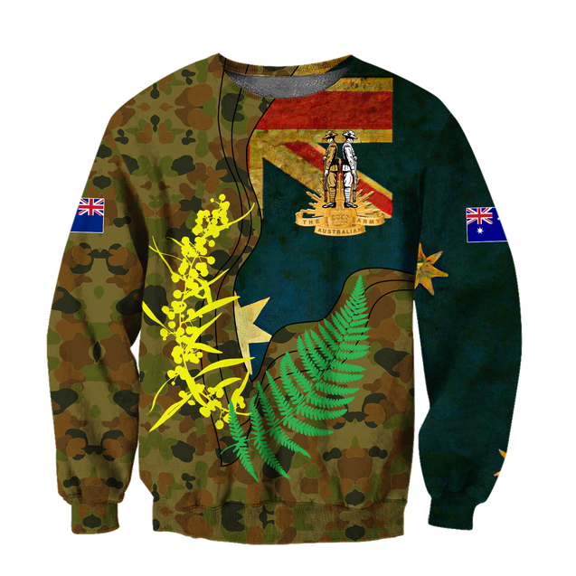 Australian Army Fern and Golden Wattle 3D Printed Unisex Hoodie TN