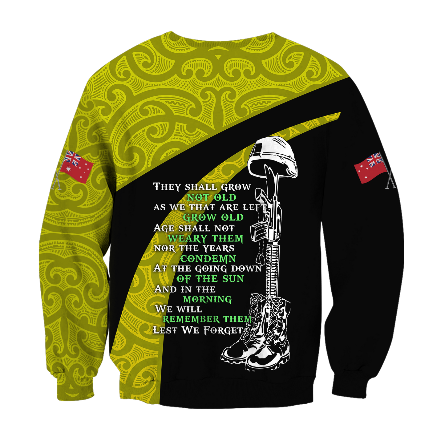 Anzac day the ode fern-wattle Australia and Kiwi Veteran yellow 3D print shirt