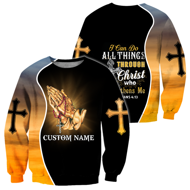 Premium Christian Jesus Personalized Name 3D All Over Printed Unisex Shirts