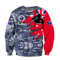 Anzac day remembrance Kiwi and Australia Navy Veteran Camo 3D print shirt