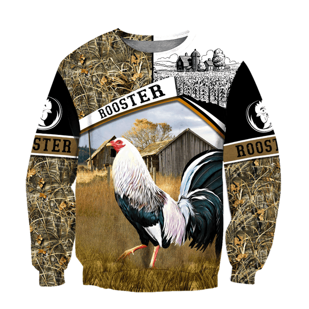 Rooster 3D All Over Printed Unisex Deluxe Hoodie ML