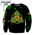 Irish St.Patrick day Celtic 3d hoodie shirt for men and women custom name