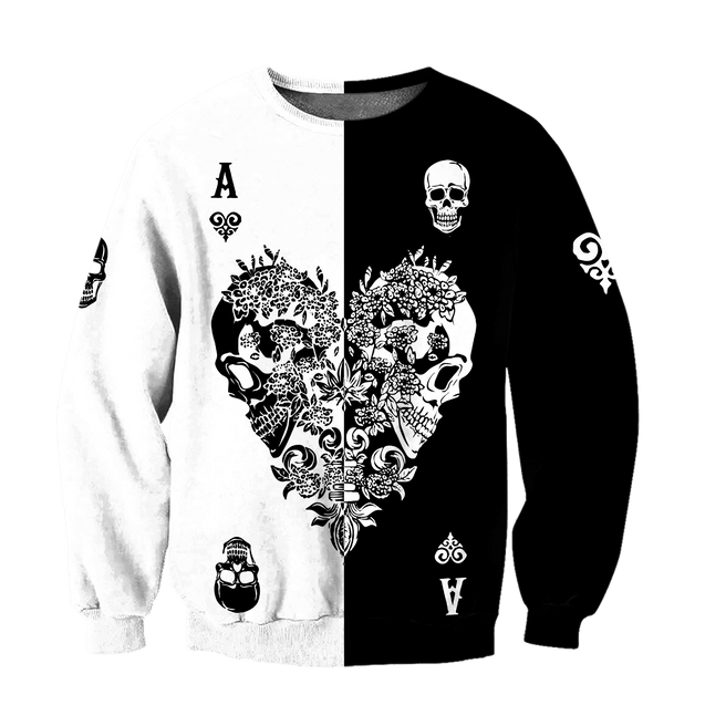 Ace Heart Skull Gothic Art 3D All Over Printed Unisex Shirts