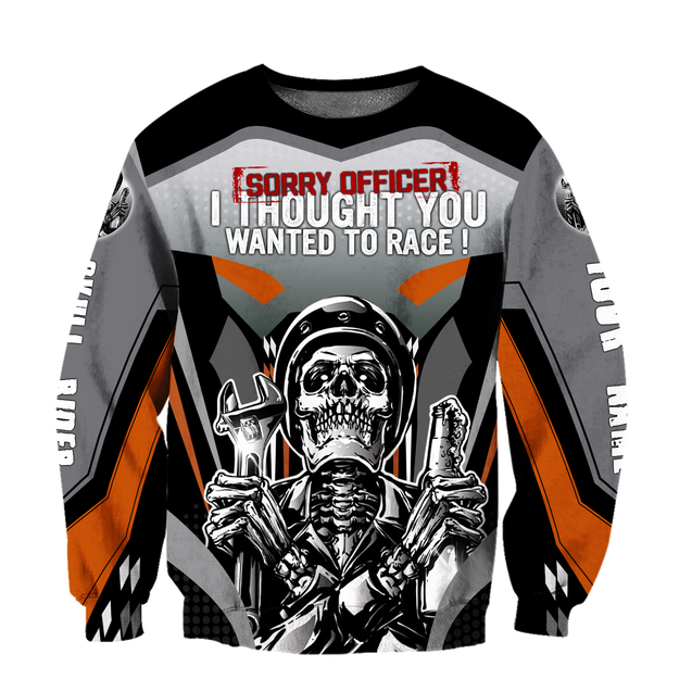 Customize Name Motorcycle Racing 3D All Over Printed Unisex Shirts Skull Rider