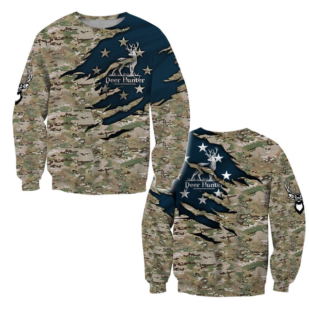 Camo Deer Hunter 3D All Over Printed Unisex Shirts